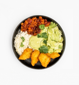 Burita bowl su tilapija „Panko" plutelėje